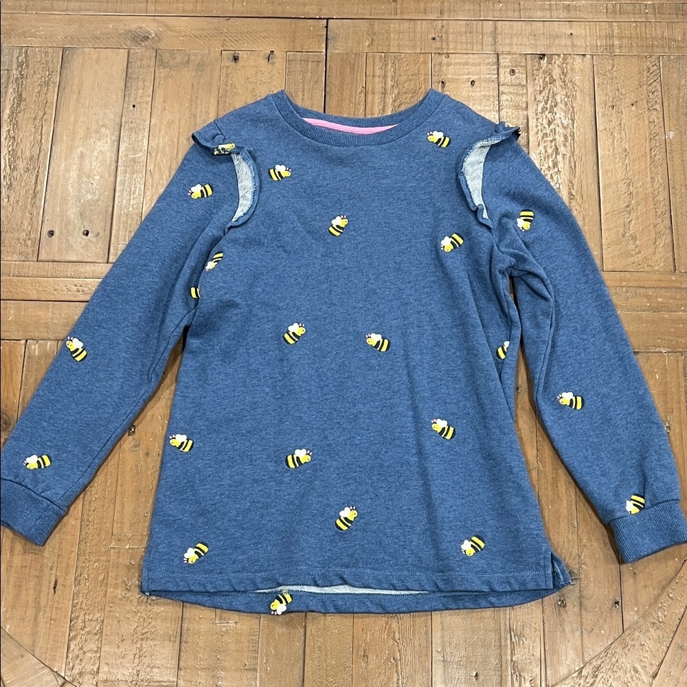 Mini Boden bumble bee embroidered tunic sweatshirt 11-12 years blue embroidered - Picture 1 of 6